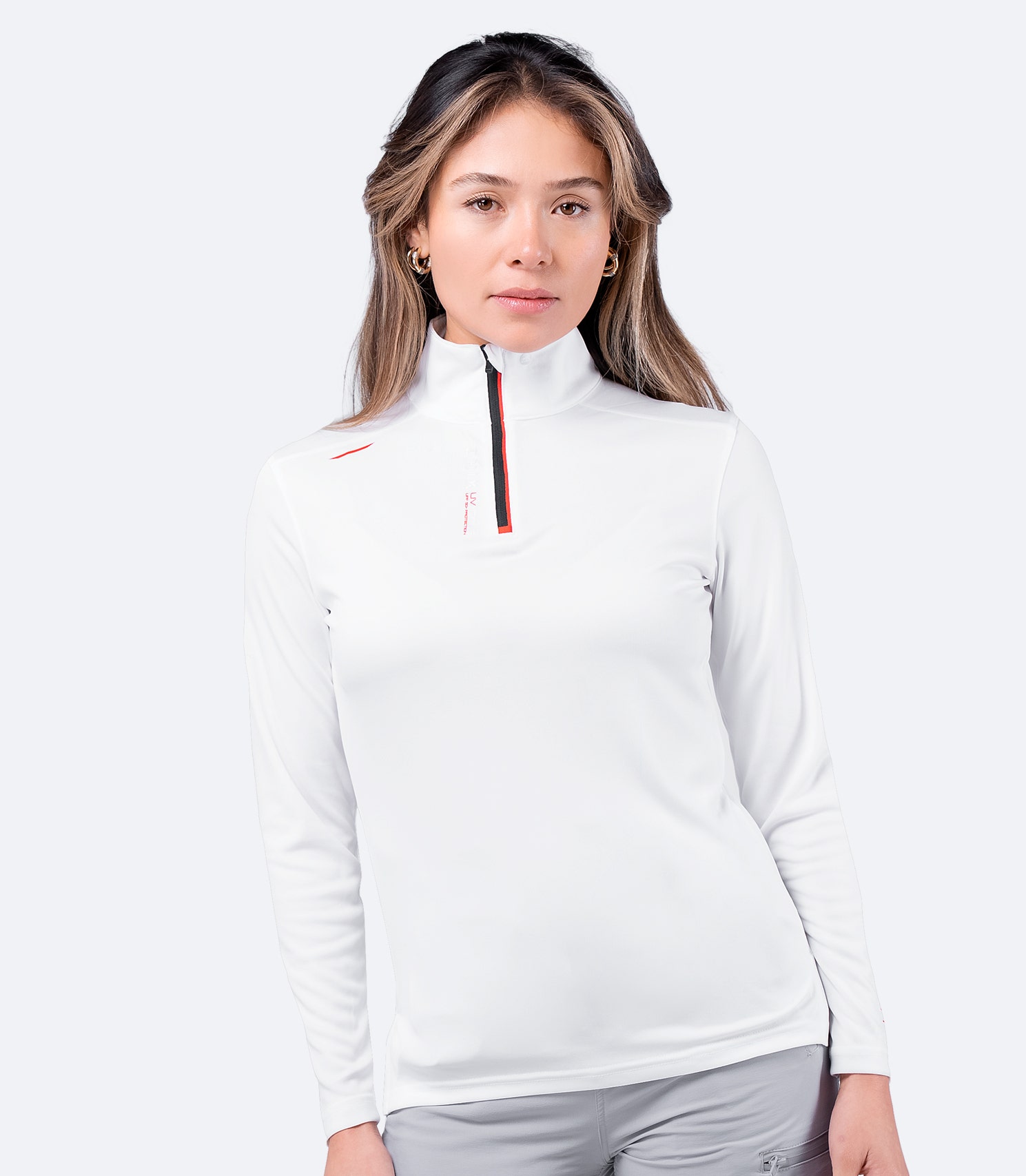 Womens UVActive High Collar 1/4 Zip Top - White | Zhik Canada
