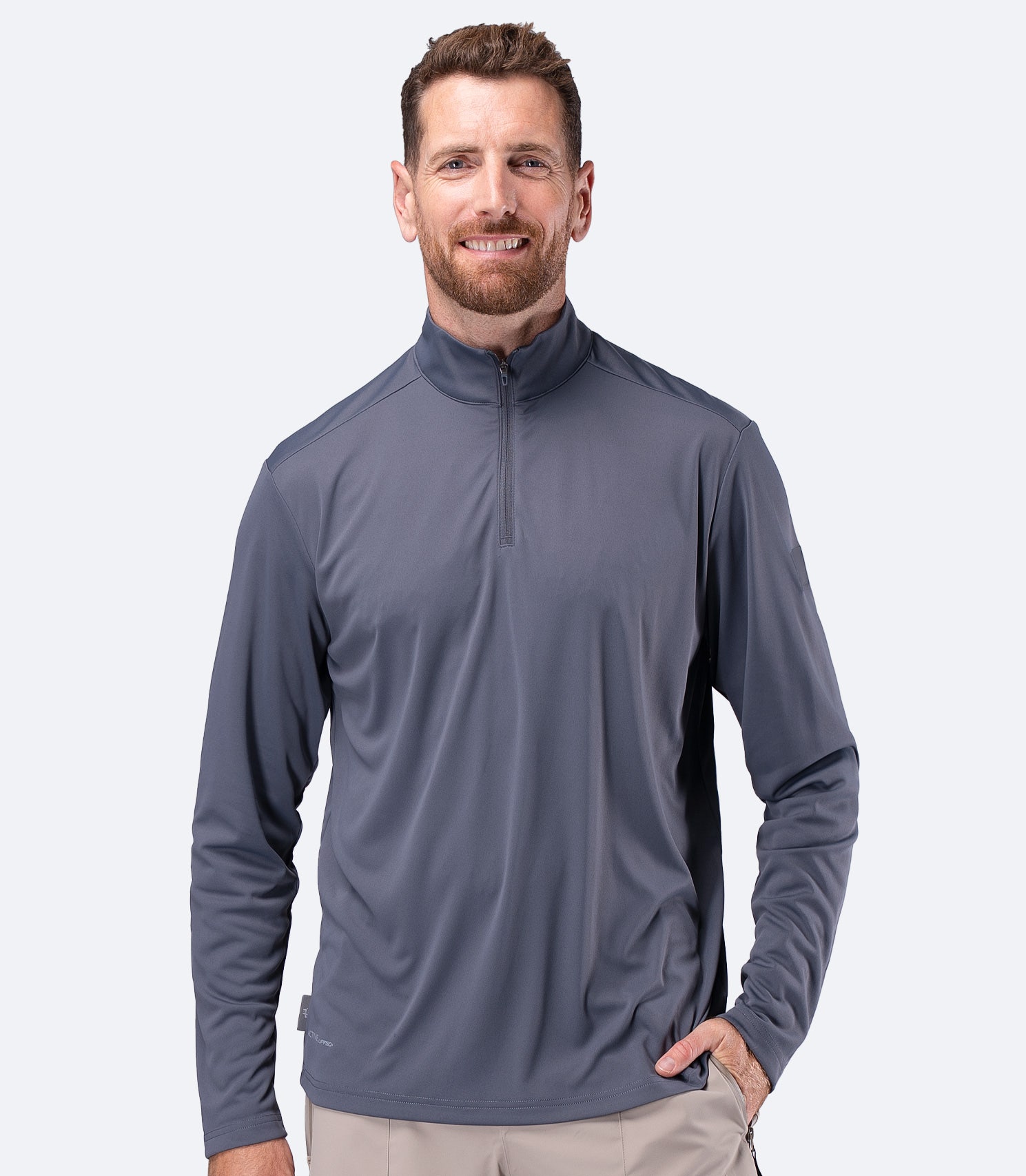 Mens UVActive Zip Long Sleeve Tech Top - Slate