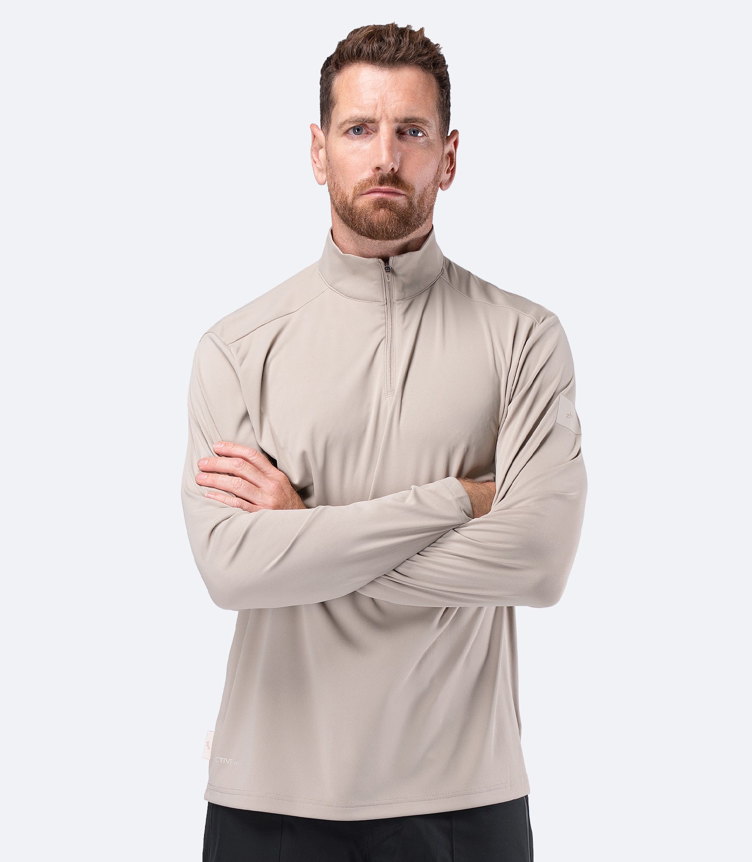 Mens UVActive Zip Long Sleeve Tech Top - Stone