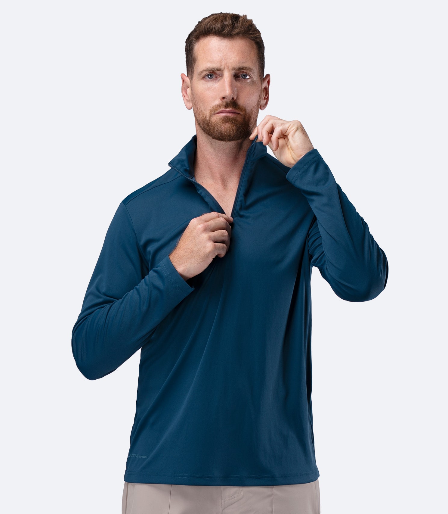 Mens UVActive Zip Long Sleeve Tech Top - Deep Teal | Zhik Europe