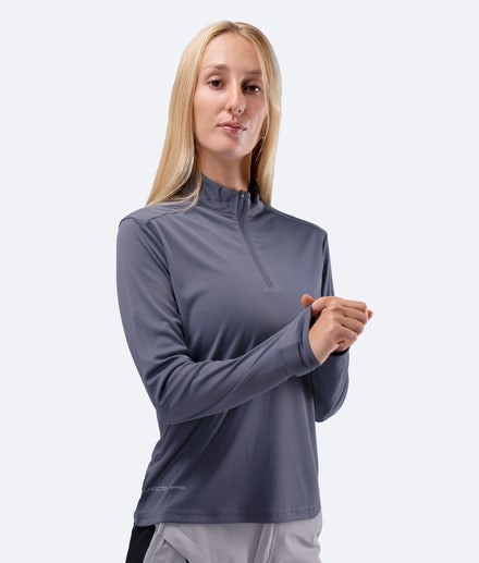 Womens UVActive Zip Long Sleeve Tech Top - Slate