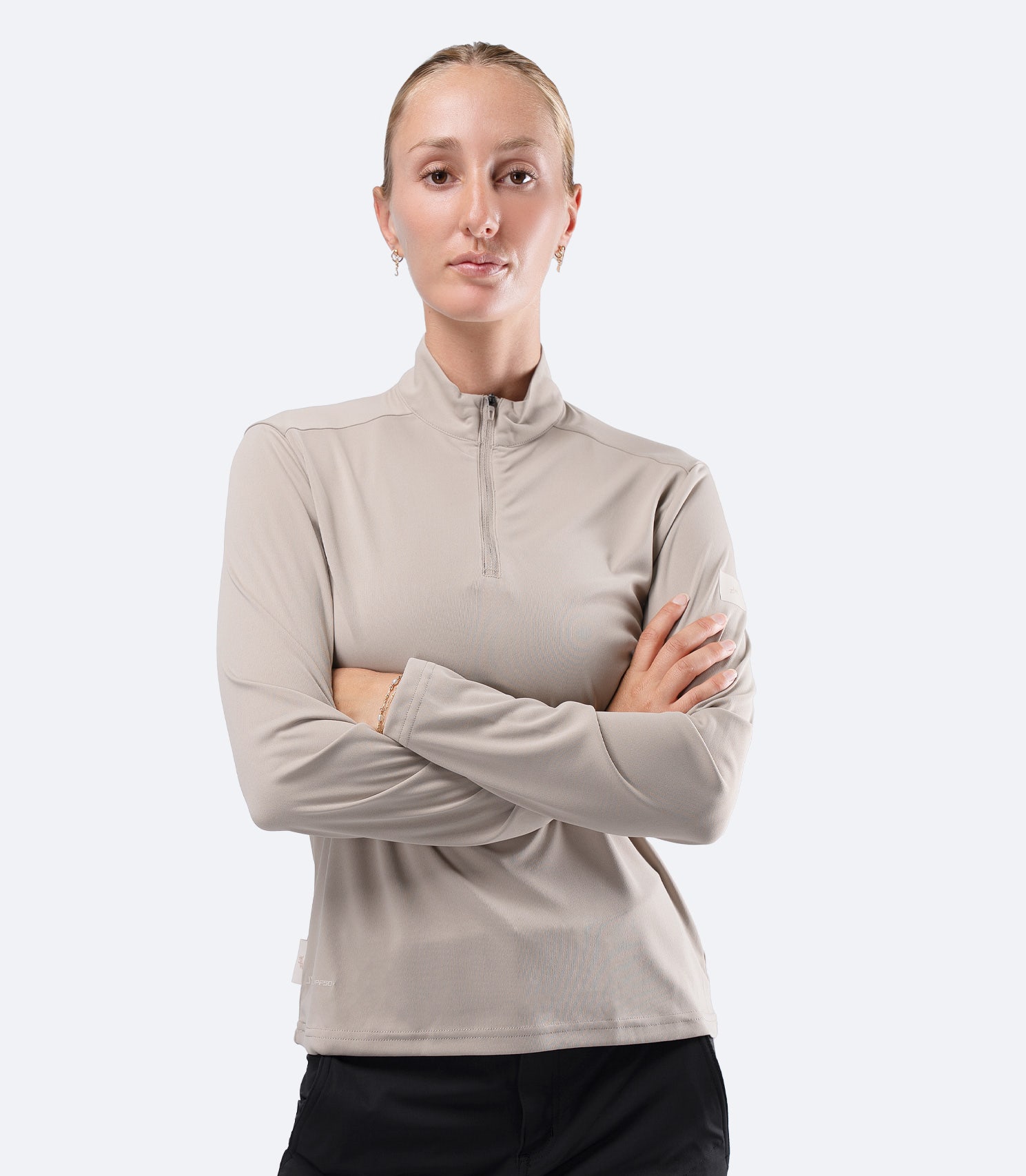 Womens UVActive Zip Long Sleeve Tech Top - Stone
