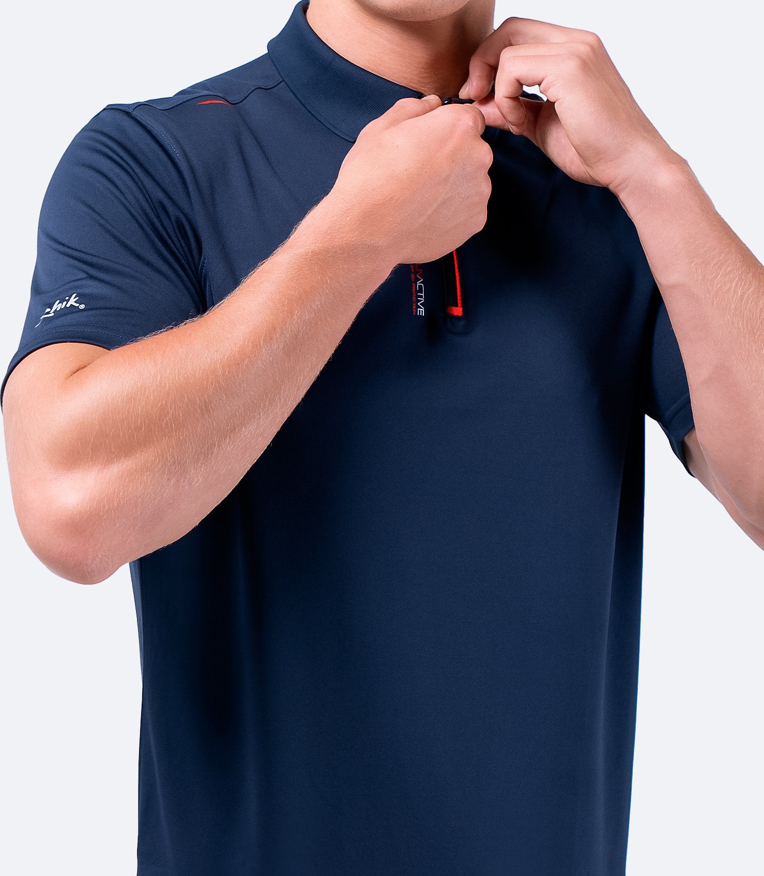 Mens UVActive Zip Sports Polo - Navy | Zhik Europe