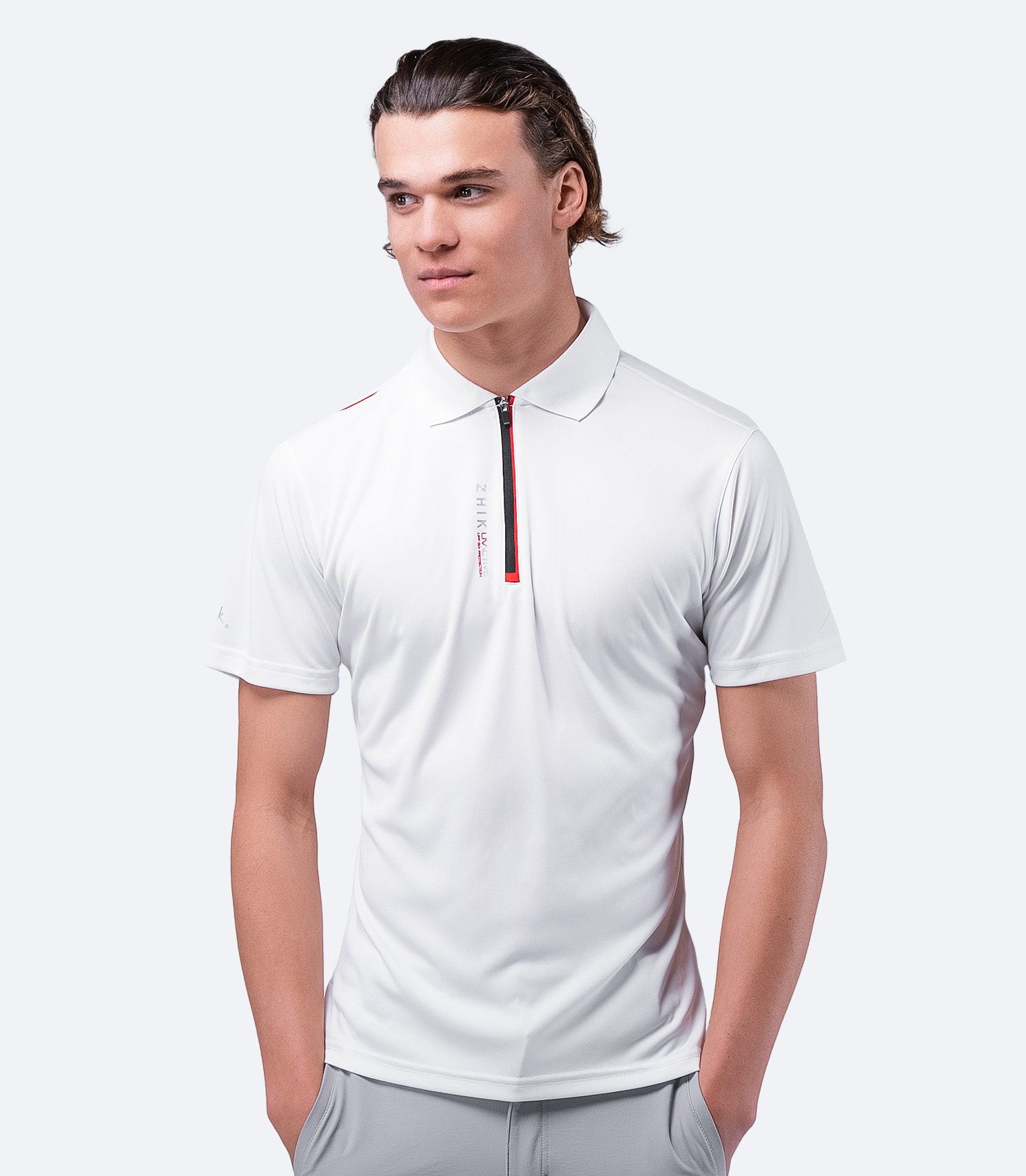 Mens UVActive Zip Sports Polo - White