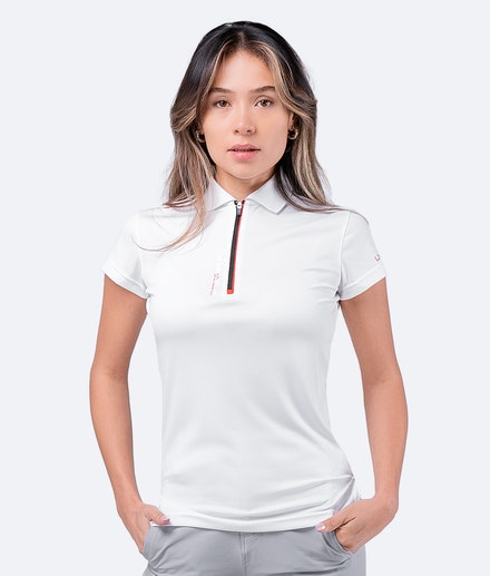 Womens UVActive Zip Sports Polo - White