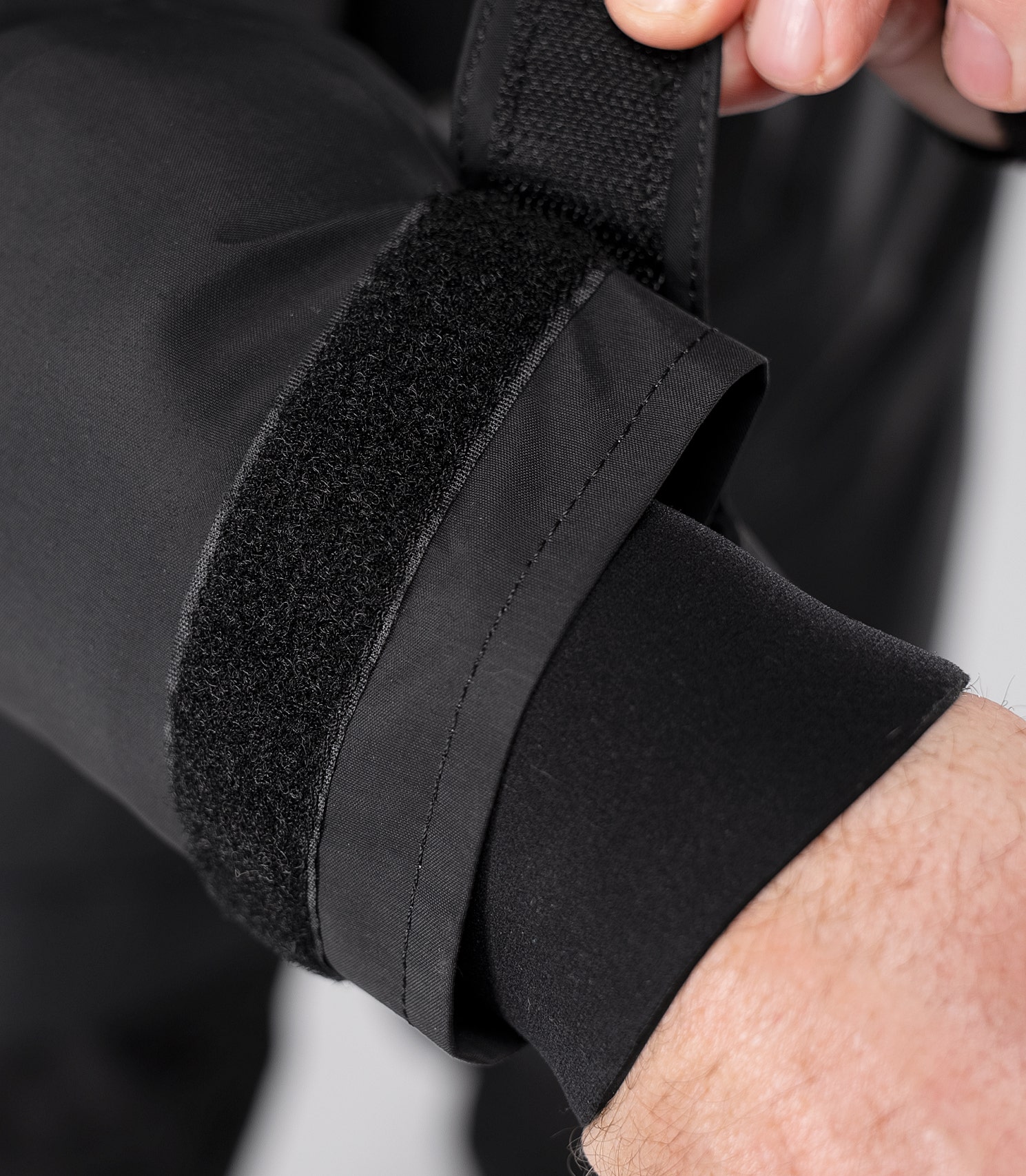 Close-up of wrist seal adjustment on Zhik Adult Performance Drysuit