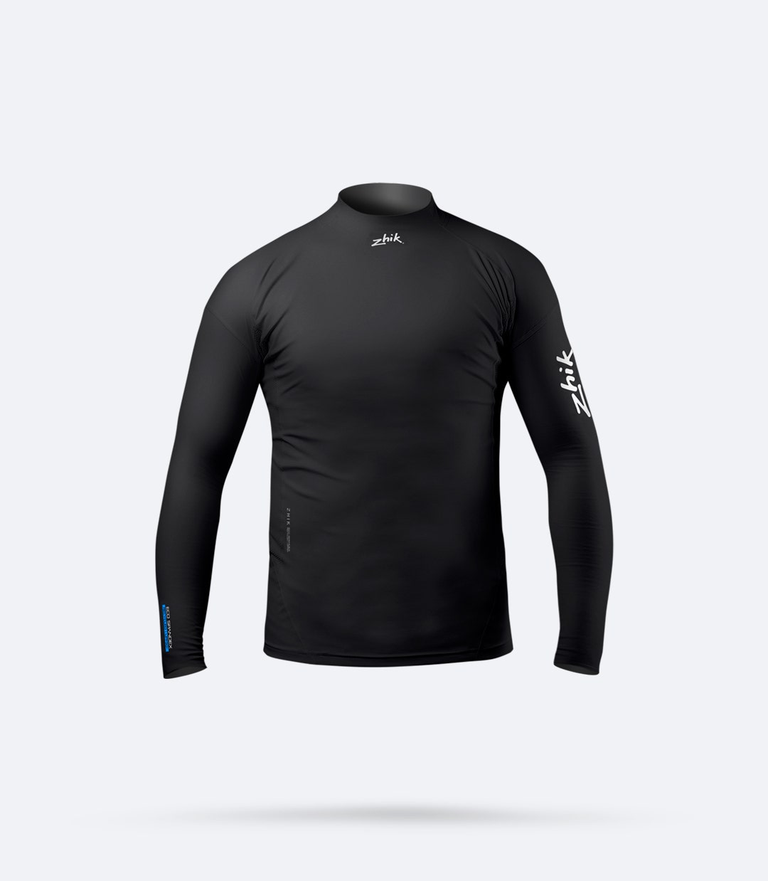 Zhik Junior Eco Spandex Long Sleeve Top in black, made with 100% recycled Repreve® nylon and UPF 50+ sun protection.