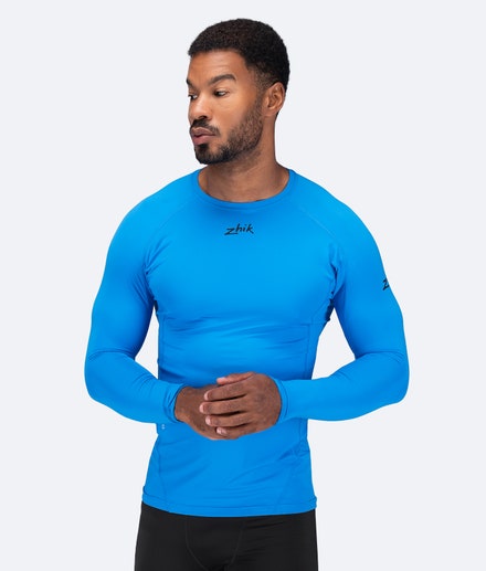 Mens Eco Spandex LT Long Sleeve Baselayer Top - Cyan