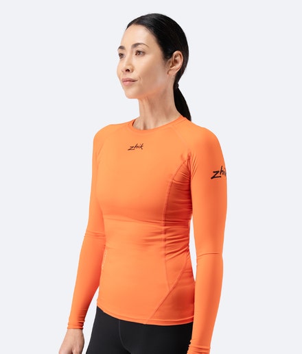 Womens Eco Spandex LT Long Sleeve Baselayer Top - Flame Red