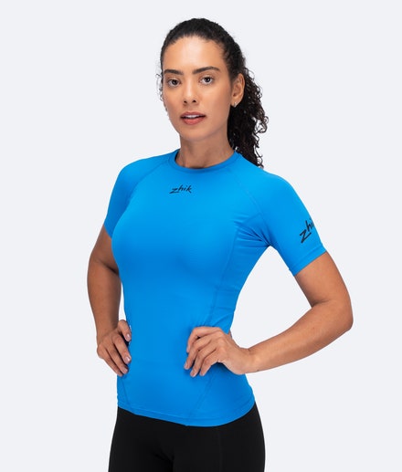 Womens Eco Spandex LT Short Sleeve Baselayer Top - Cyan