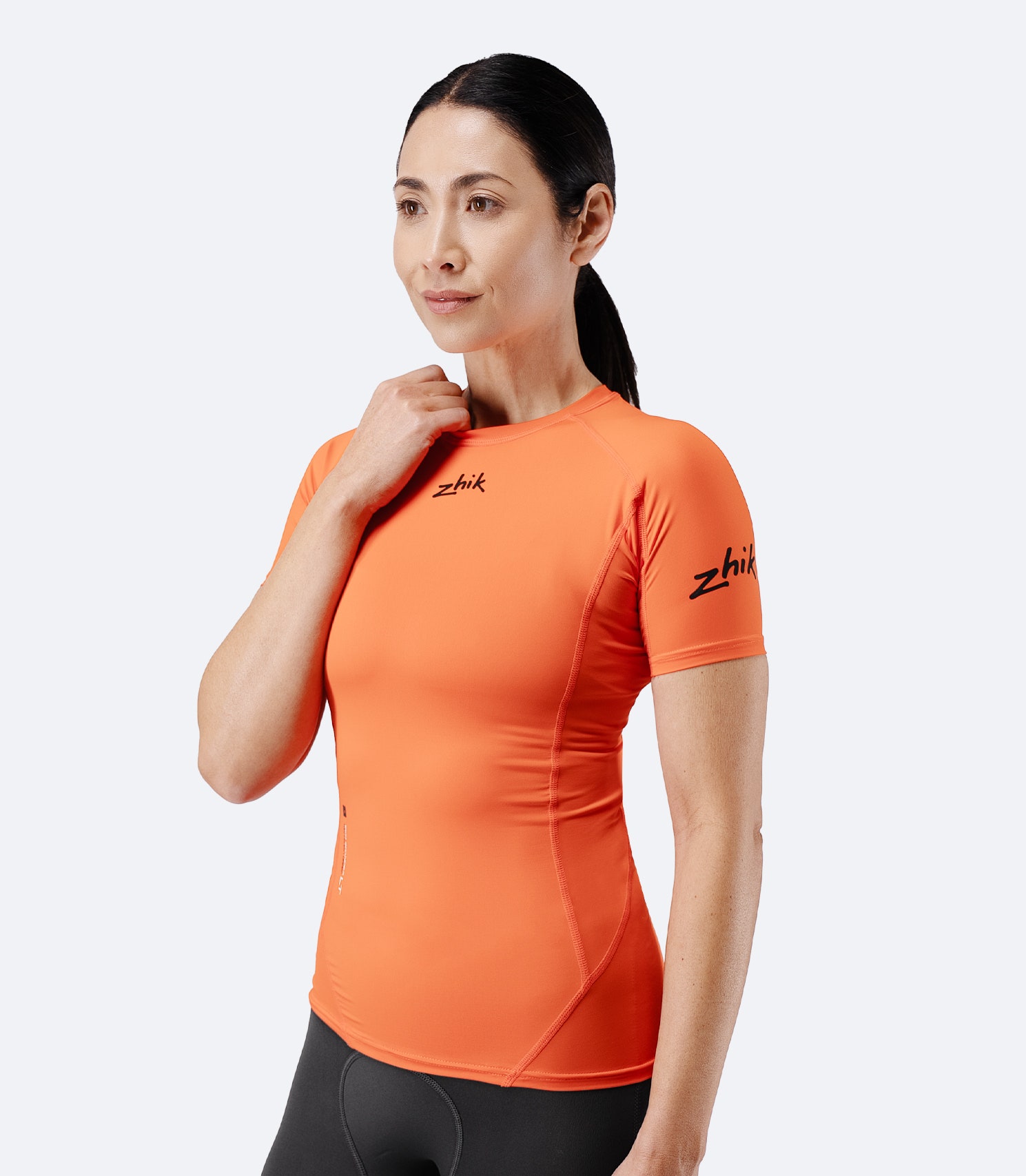 Womens Eco Spandex LT Short Sleeve Baselayer Top - Flame Red