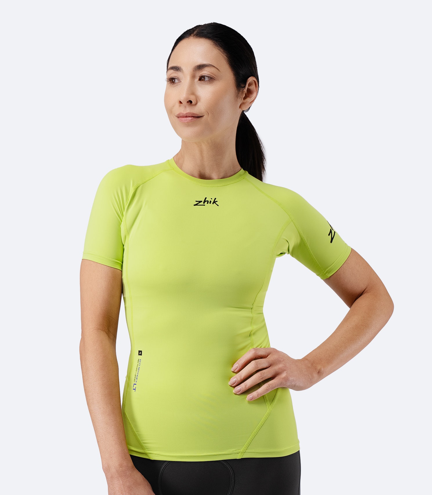 Womens Eco Spandex LT Short Sleeve Baselayer Top - Lime