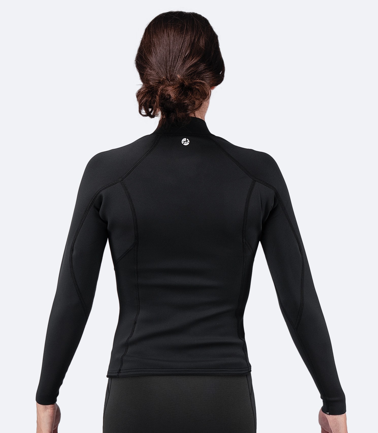 Back view of Zhik Women's Microfleece Top in black, featuring a sleek design and performance-fit construction