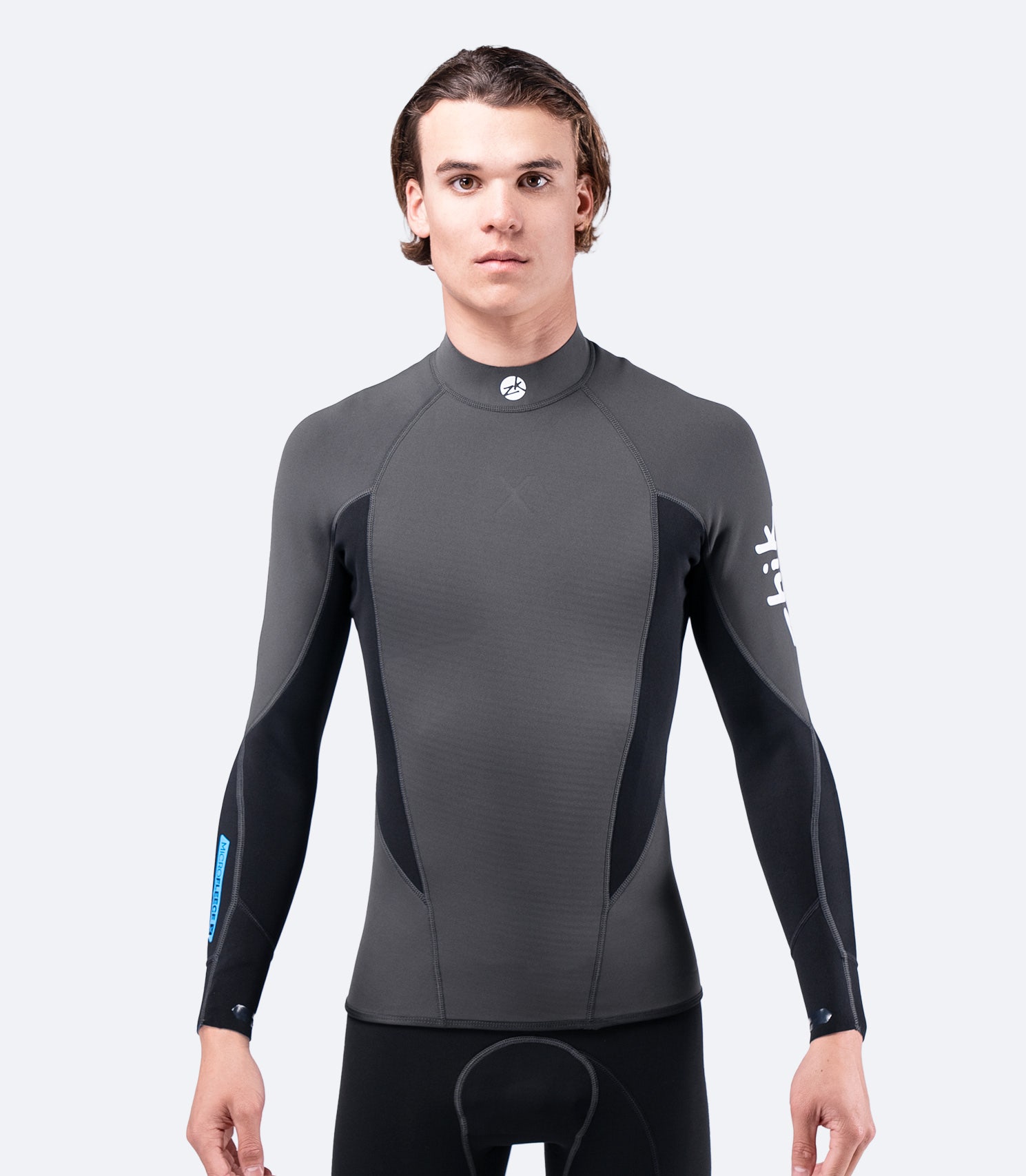 Zhik Men's Microfleece™ X Top in black – front view worn, showing high-stretch neoprene and contoured fit.