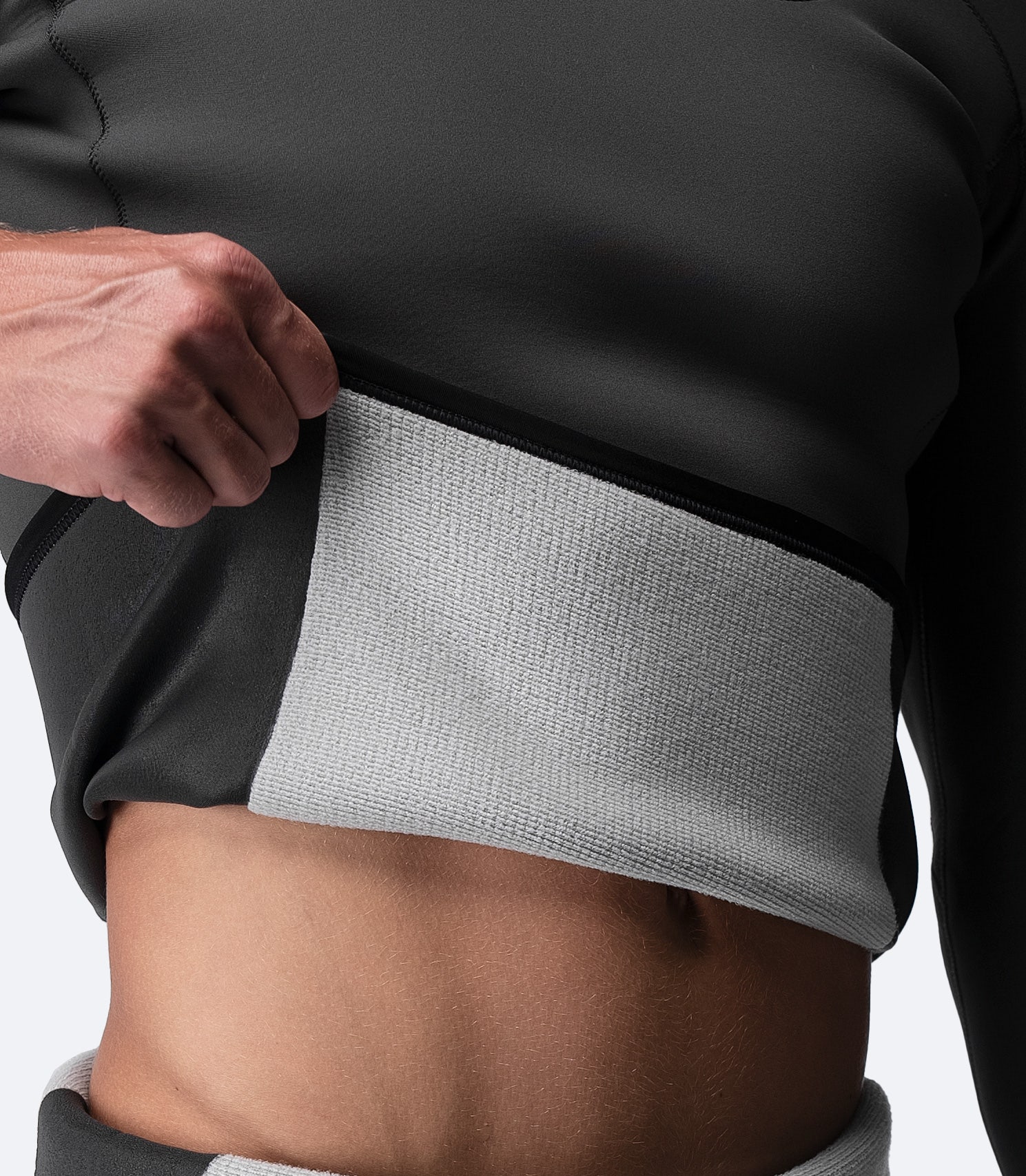 Inside view of Zhik Men's Superwarm Top with fast-drying Hydrobase® fleece lining for superior warmth and comfort