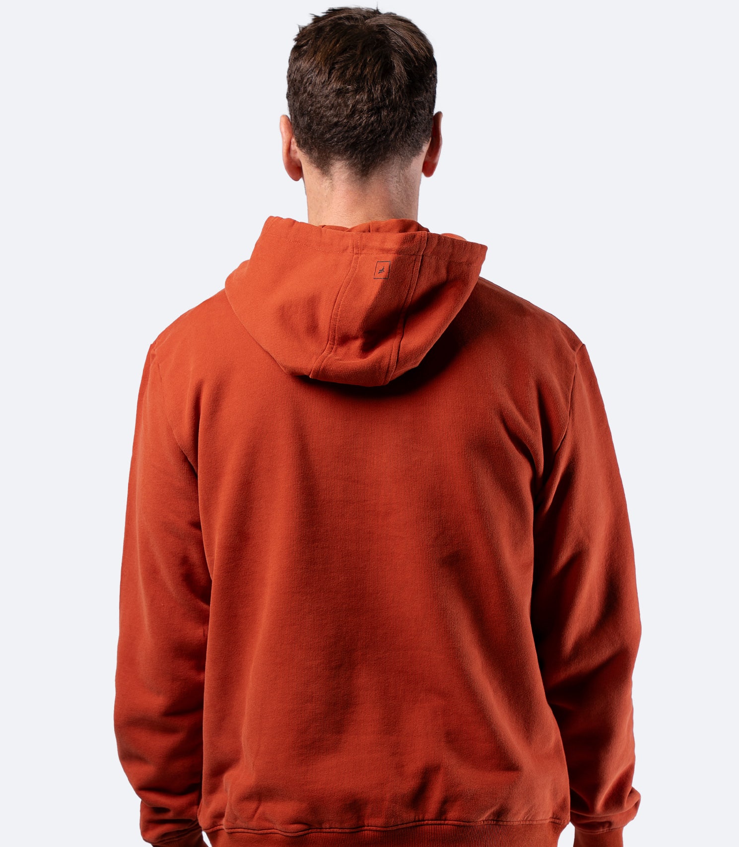 Back view of Red Earth Zhik Men's Carbon Hoodie with hood down, regular fit and relaxed everyday look