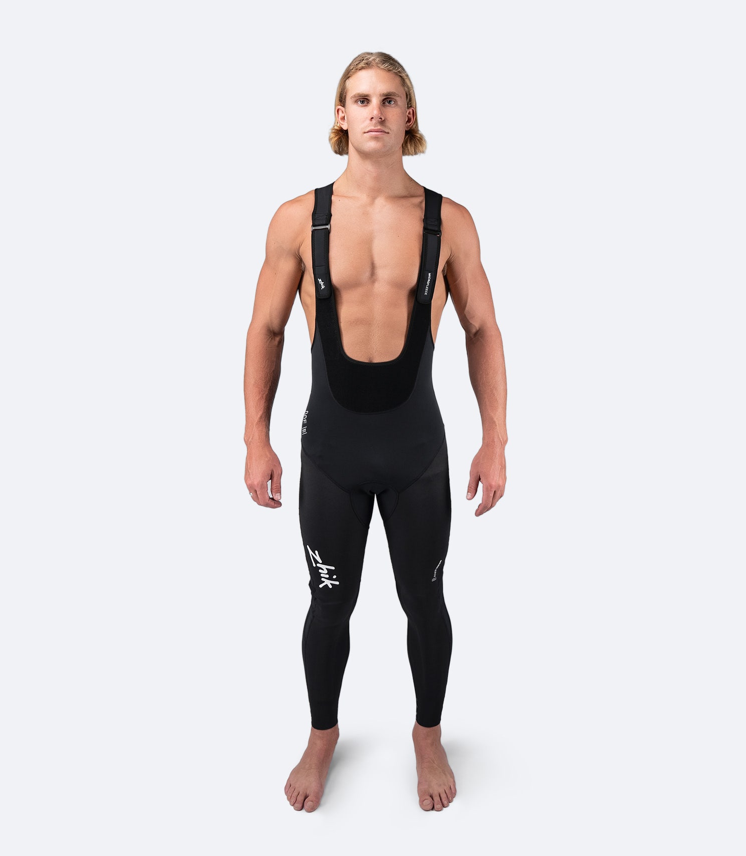 Front view of Zhik Men's Microfleece Hiker, featuring a Velcro® chest panel for universal fit and flatlock seam construction for durability.