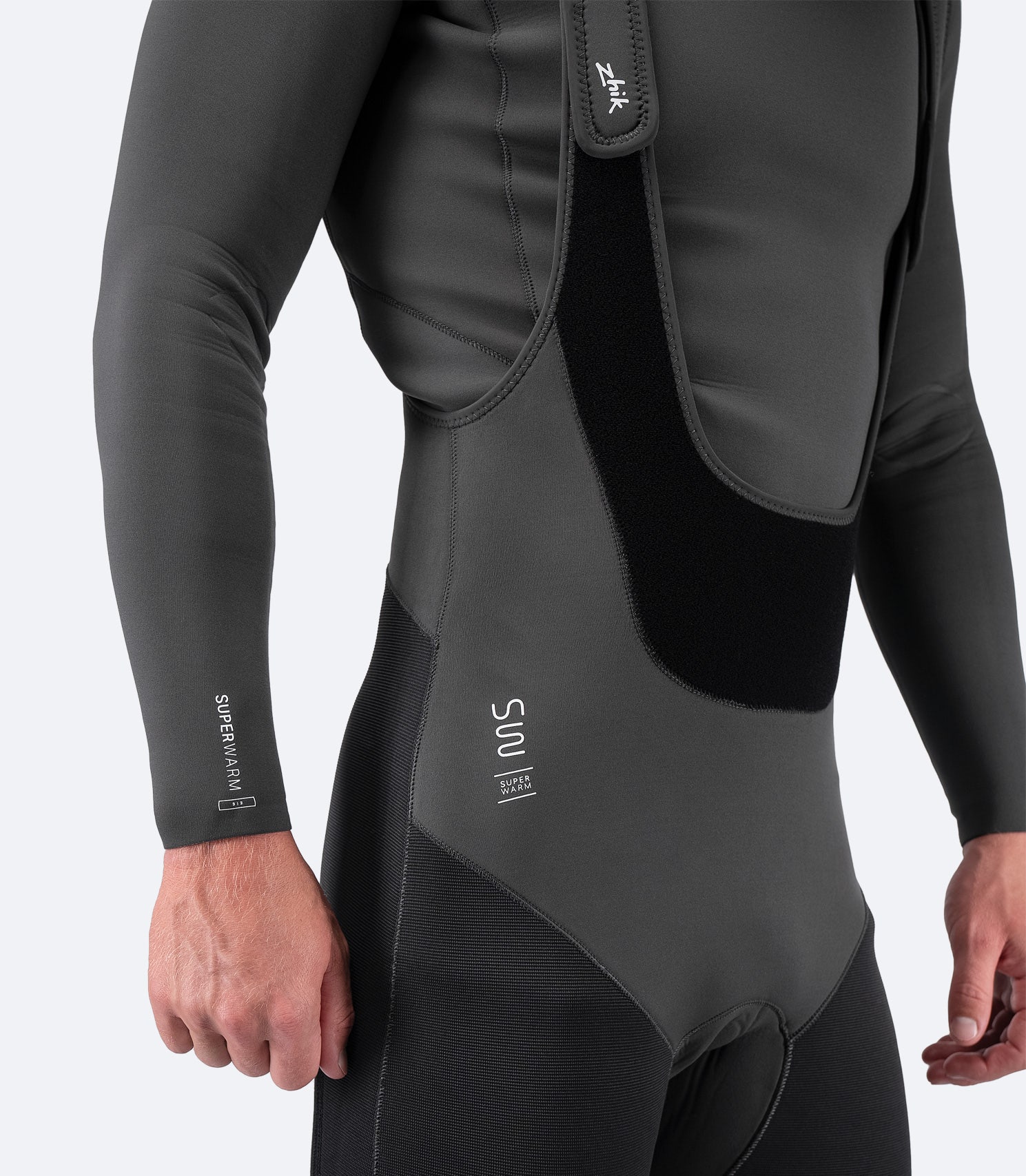 Close-up of durable blind rolled hems and sleeves on Zhik Men's Superwarm™ Hiker, ensuring long-lasting performance