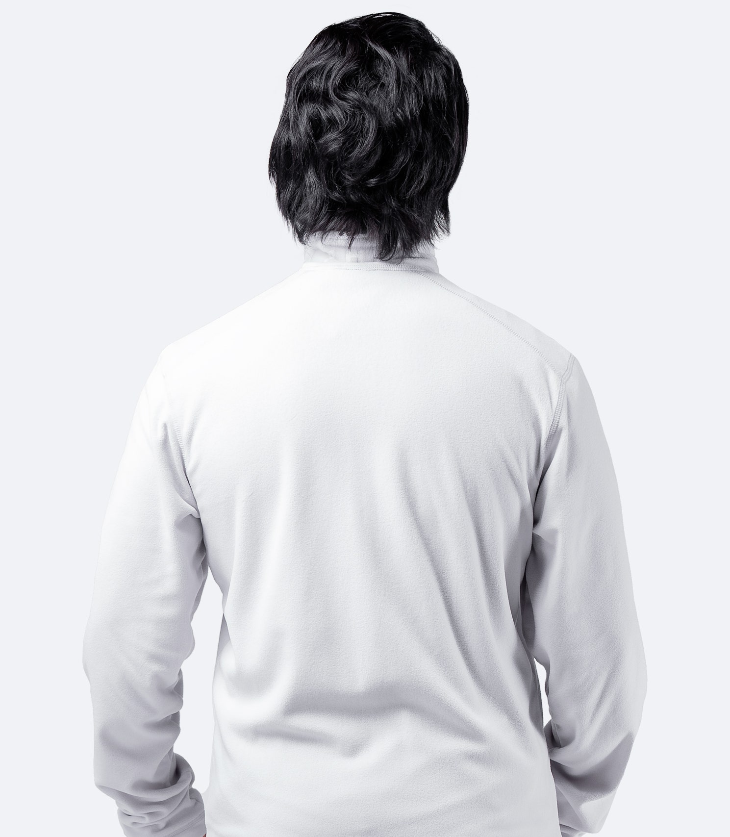 Rear view of Men’s Platinum Full Zip Fleece Jacket featuring a durable, tightly knit fleece construction.