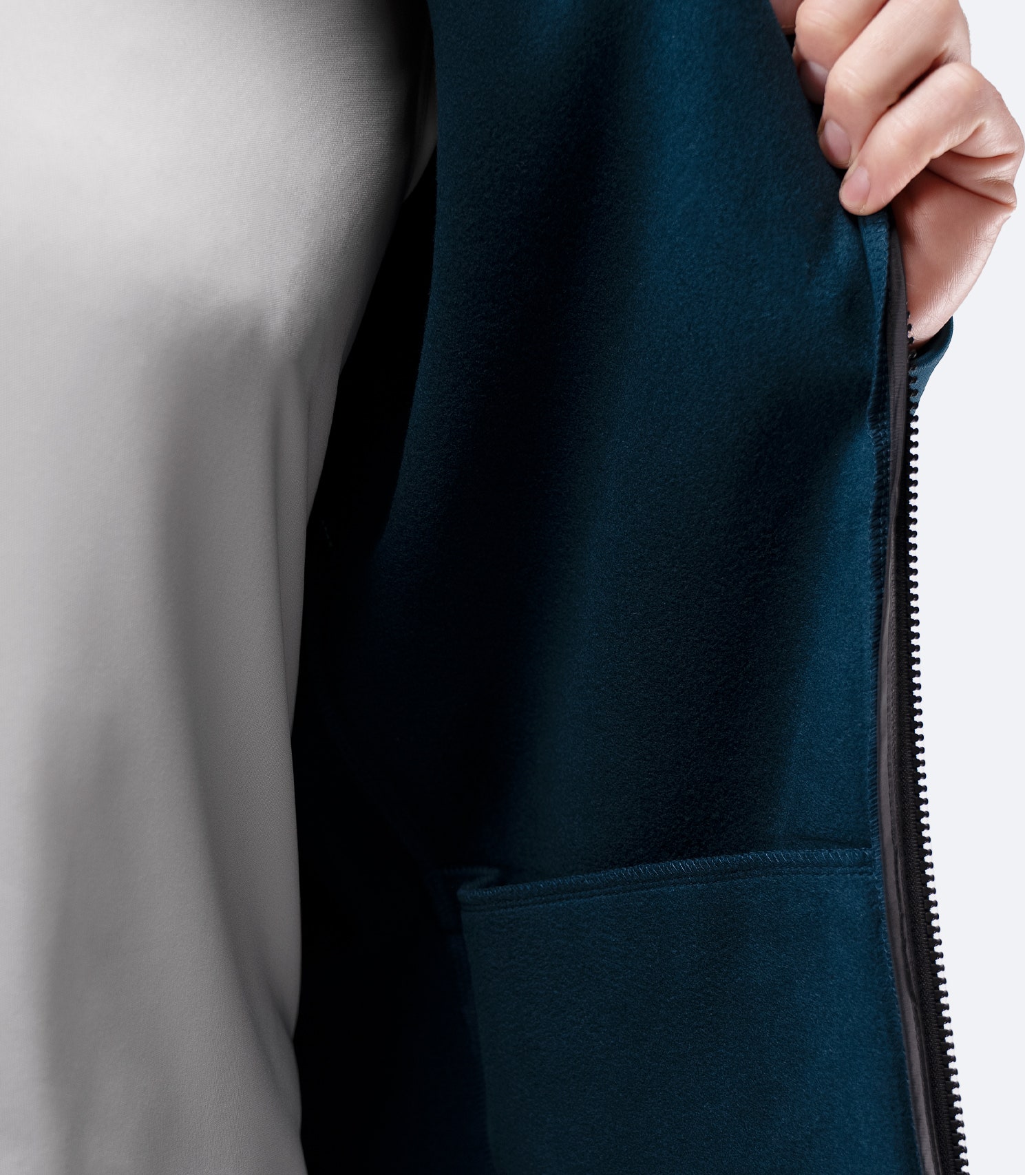 Close-up of brushed inner fleece lining on Zhik Men’s Thermo TechFleece Sports Jacket