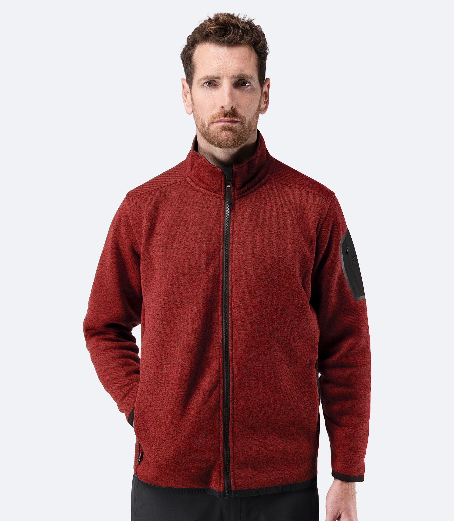 Mens Knit Fleece Jacket - Garnet Marle