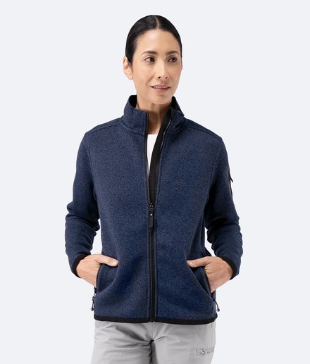 Womens Knit Fleece Jacket - Dark Navy Marle