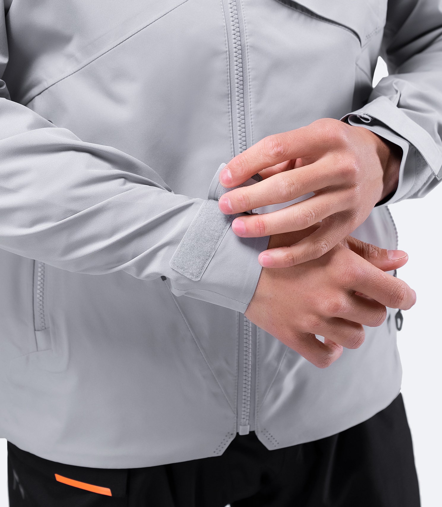 Zhik Men's Platinum INS200 Jacket close-up of adjustable wrist strap, highlighting PU lining for a secure and waterproof seal