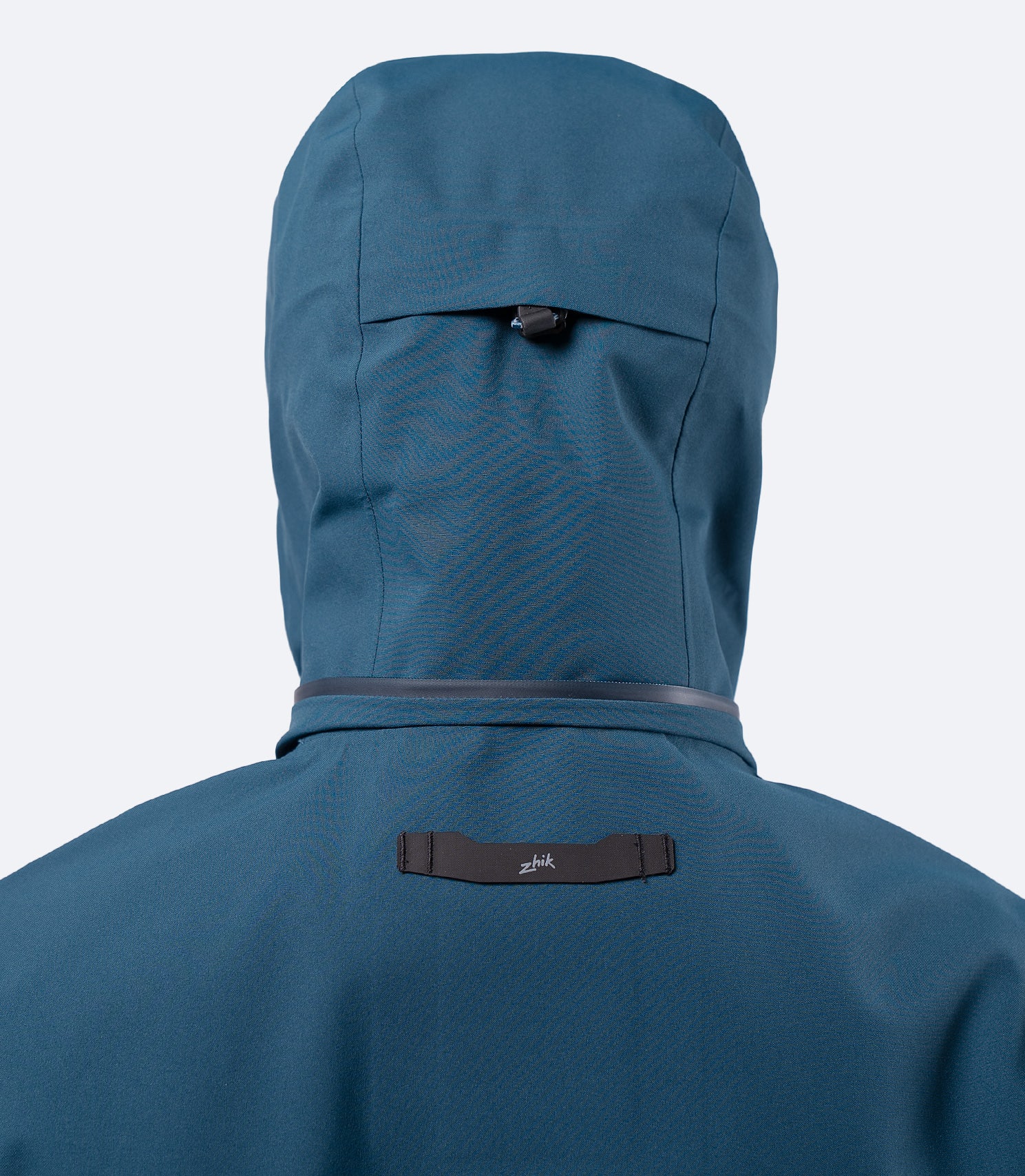 Rear hood detail on Zhik Women's INS400 jacket in Deep Teal, with 3 point adjustment for a secure fit
