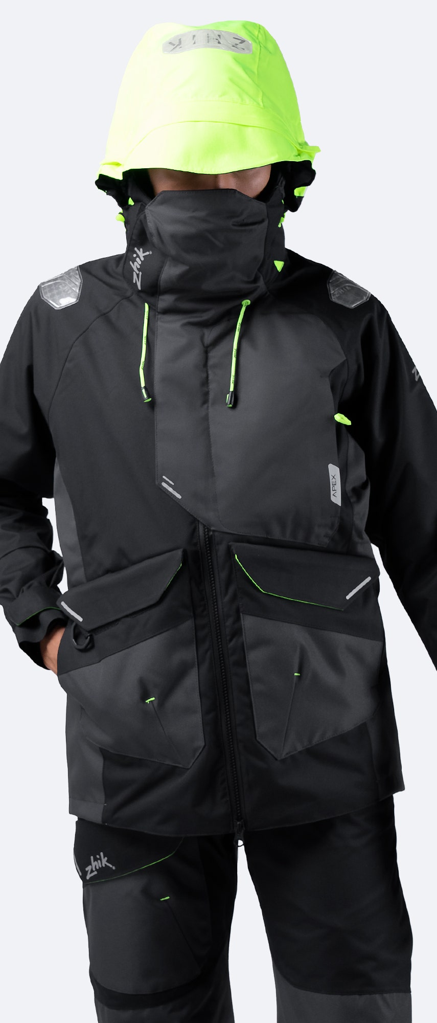 Zhik Women's Black OFS700 Jacket with waterproof 2-layer fabric, breathable mesh lining, and reinforced seams for offshore protection