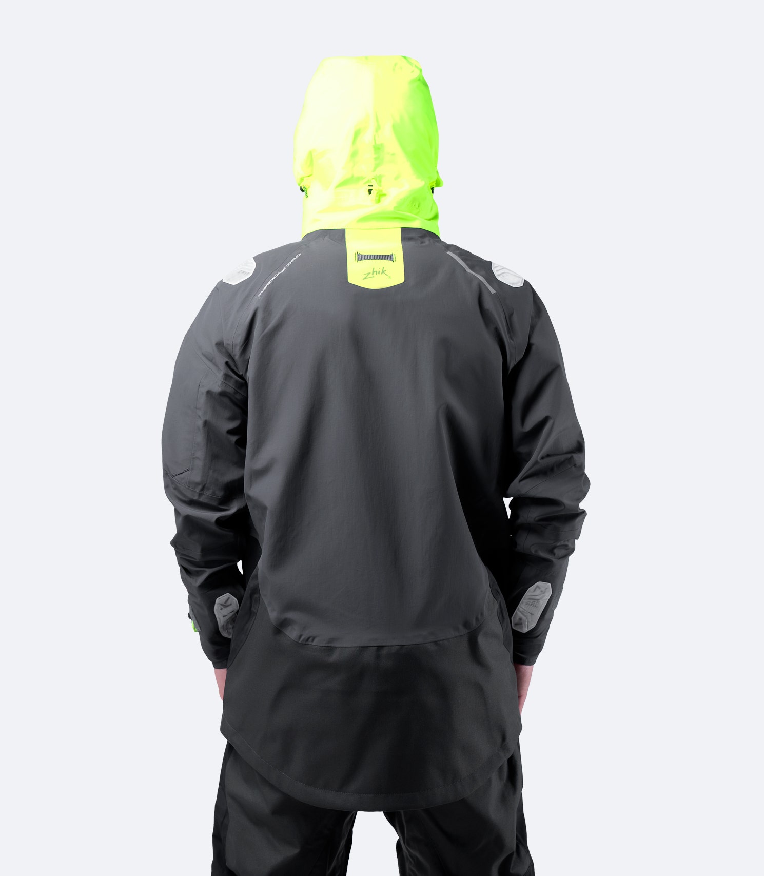 Rear view of Zhik OFS800™ Jacket in Black, featuring a heavy-duty hang loop for convenient wet or dry storage.