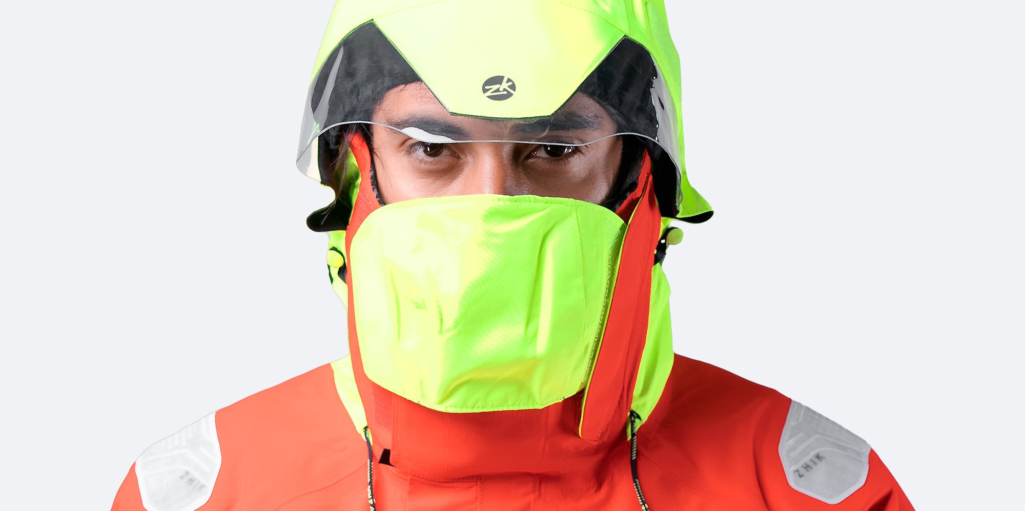 Zhik OFS800™ Offshore Jacket in Flame Red, built with eVent® breathable fabric and Hydrovision™ hood for optimal protection.