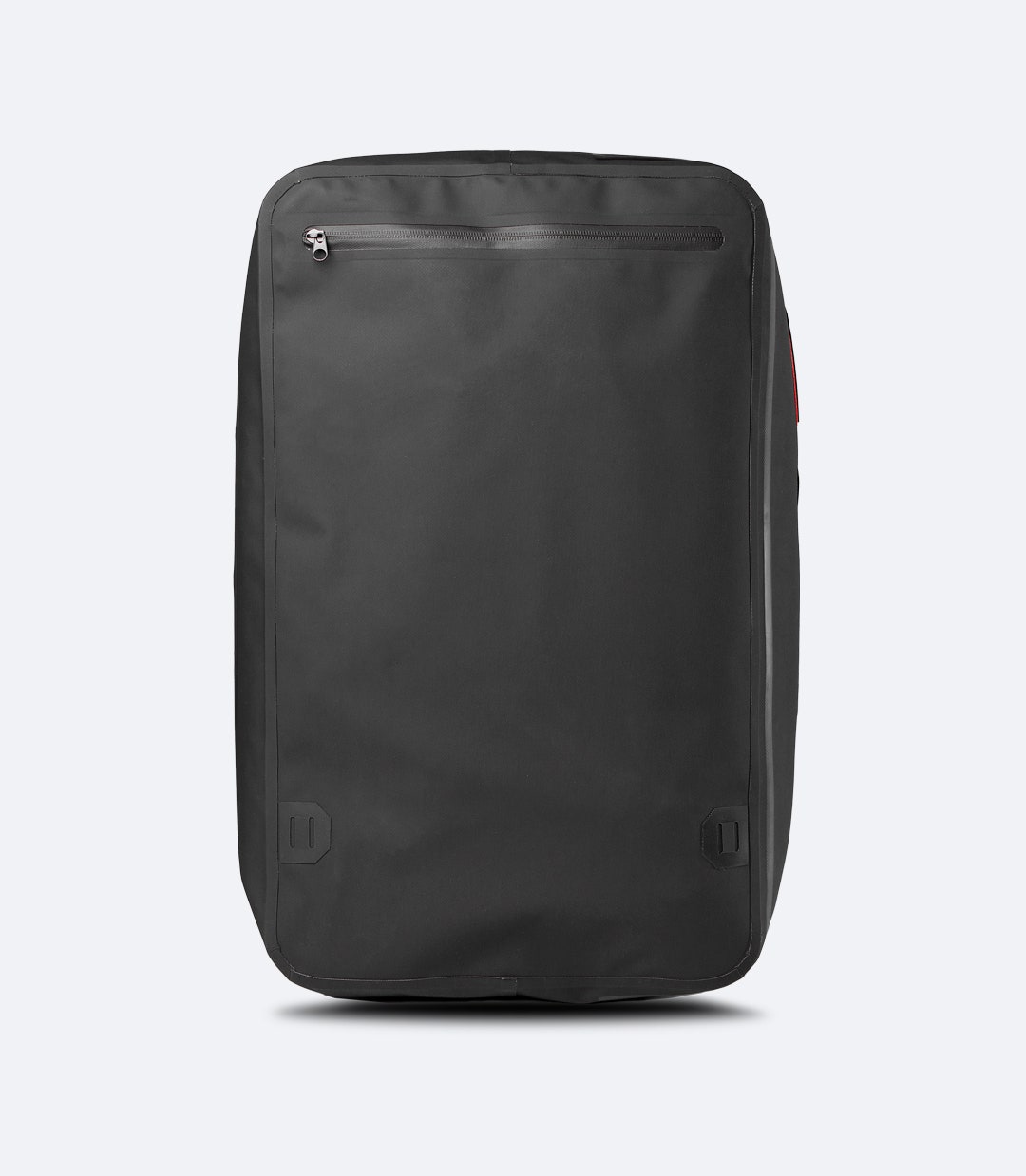 Front view of Zhik 45L Submersible Waterproof Duffel in black, showcasing large main entry with secure webbing strap closure.