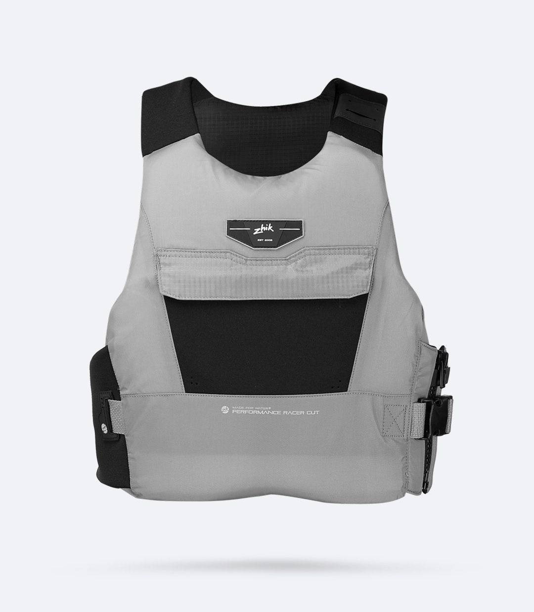 Front view of Zhik USCG Approved Performance Racecut PFD in grey