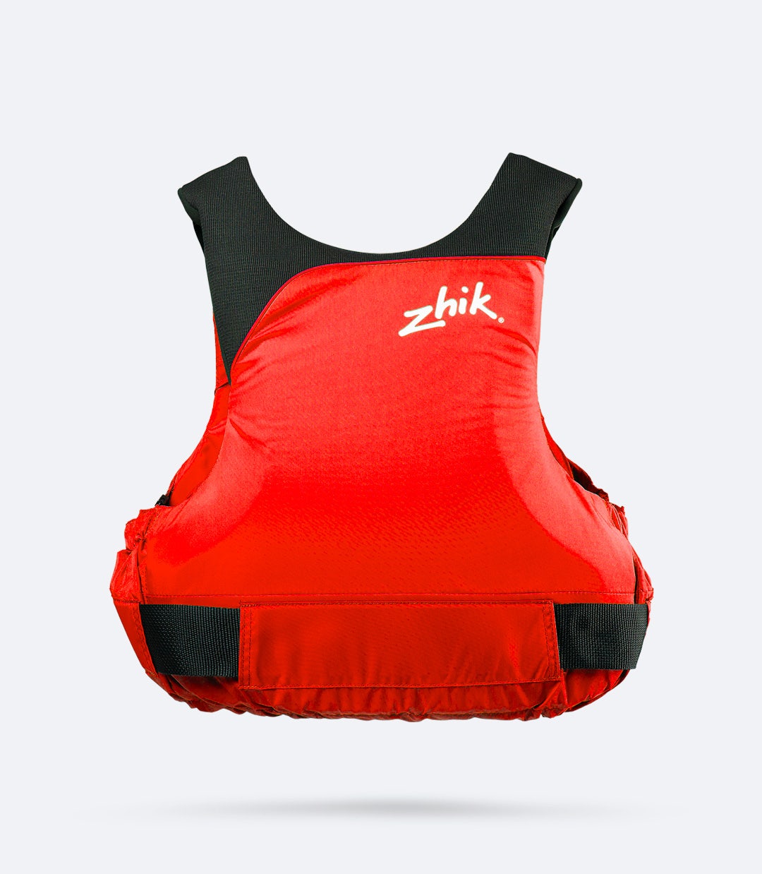 Zhik P3 PFD in red, high-performance life vest with non-slip waist grip and a side zipper for easy entry.