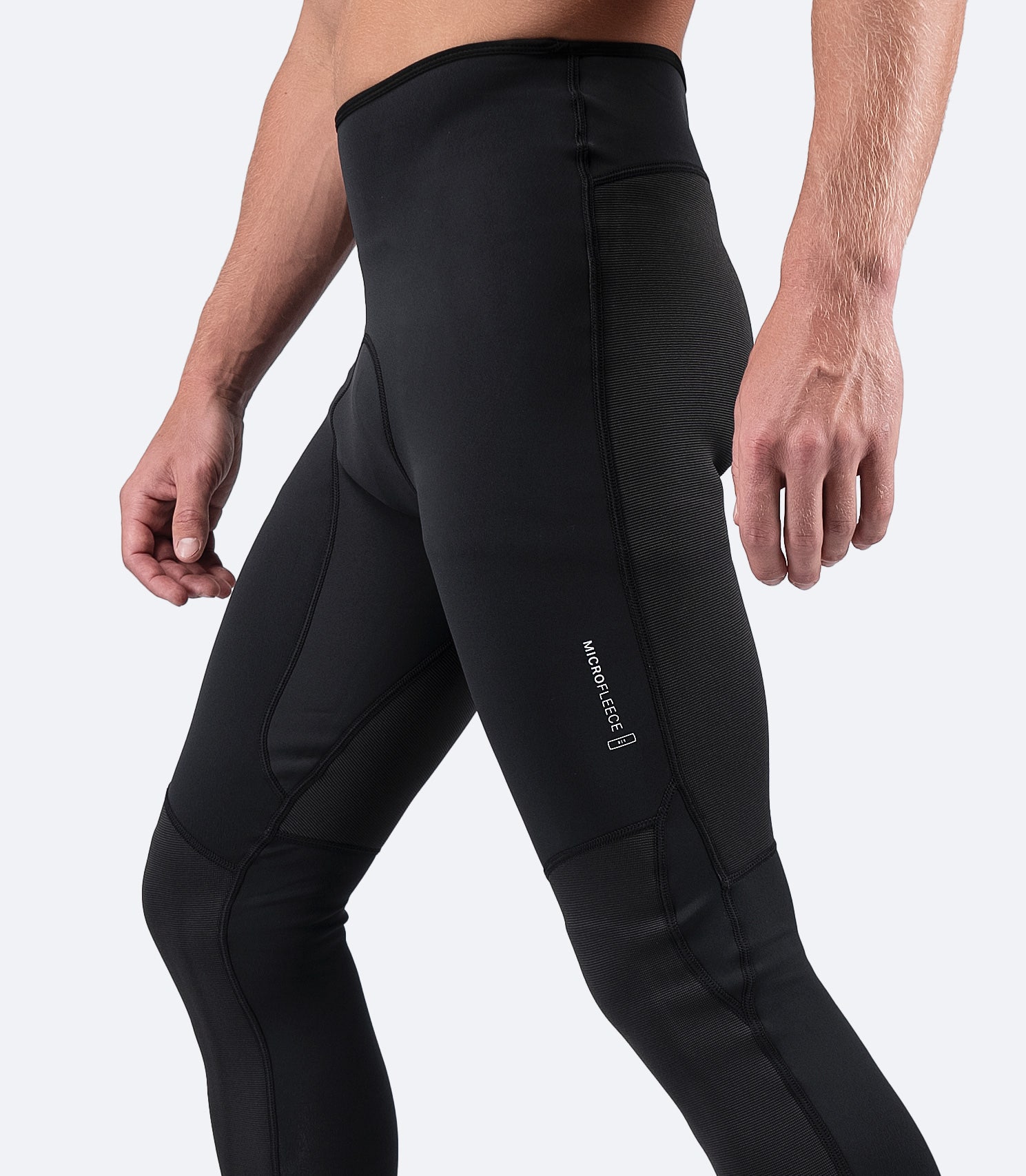 Side view of Zhik Men's Microfleece Pant, with Zhiktex 2 reinforcement panel on the shin and improved knee and shin guards for durability