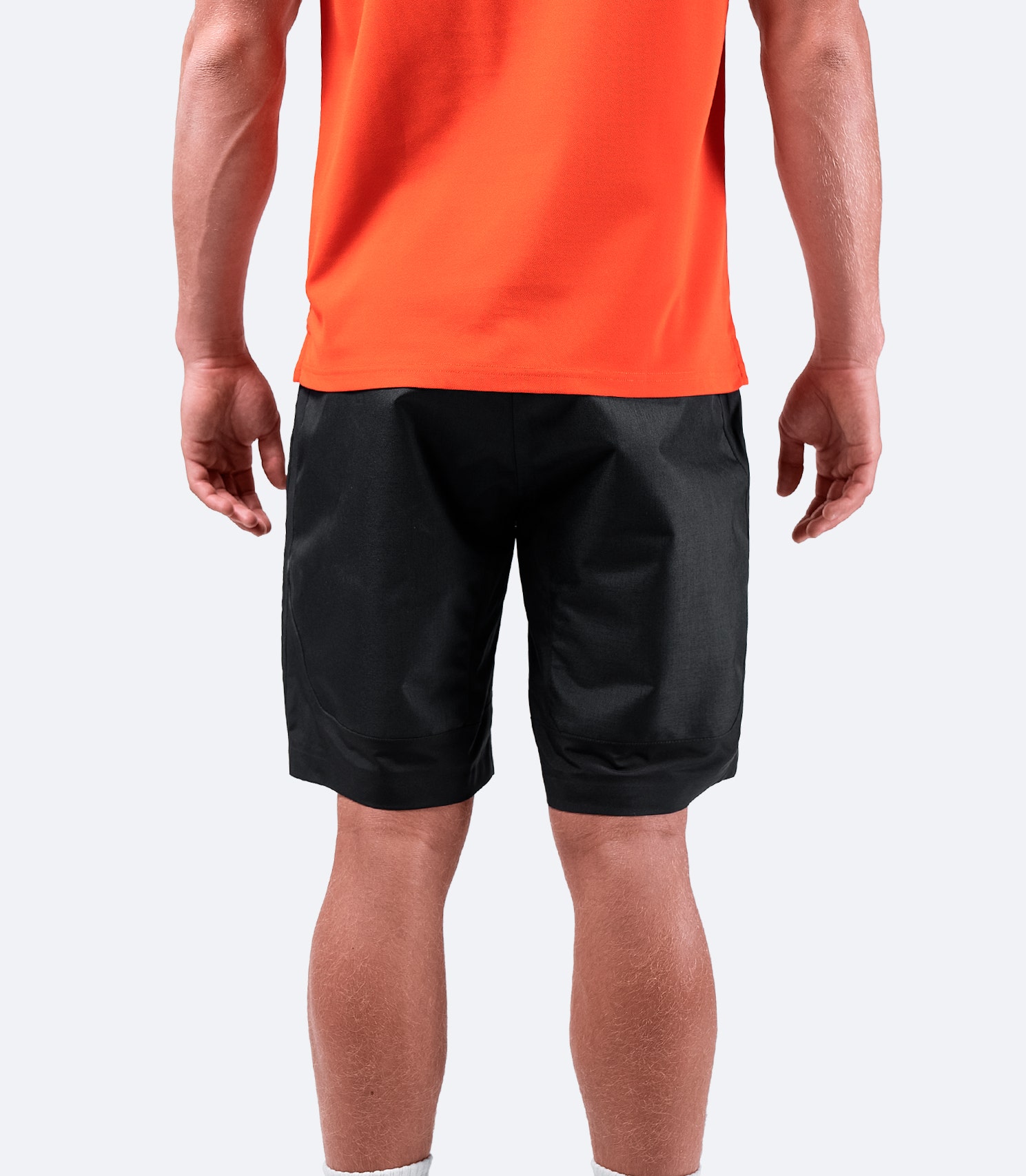 Rear view of Zhik INS200™ Waterproof Shorts in black, showcasing durable 3-layer Vecta fabric and reinforced seat for inshore sailing.