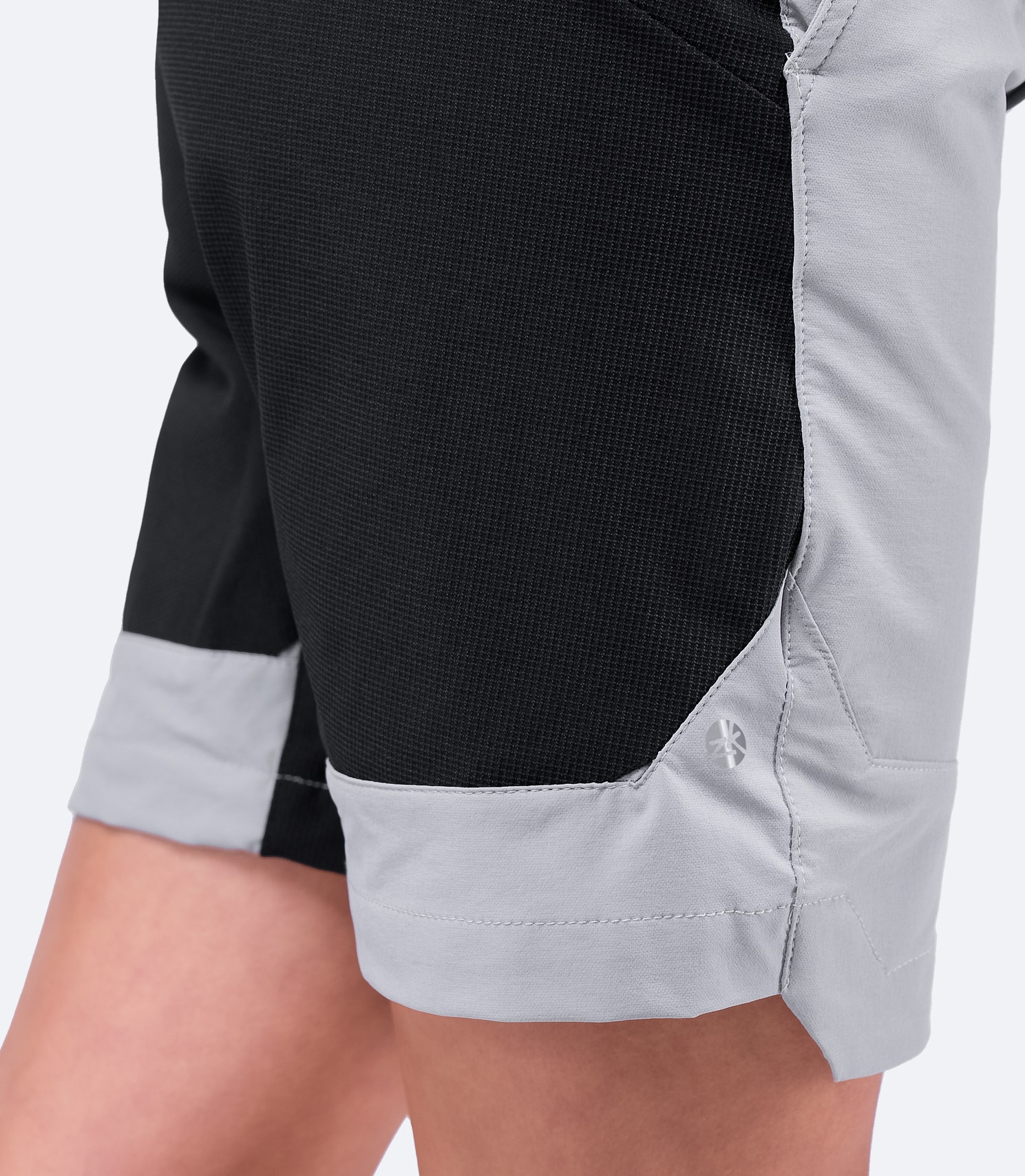 Close-up of Women's Platinum Elite Shorts – abrasion-resistant Aramid composite seat panel and breathable stretch fabric.