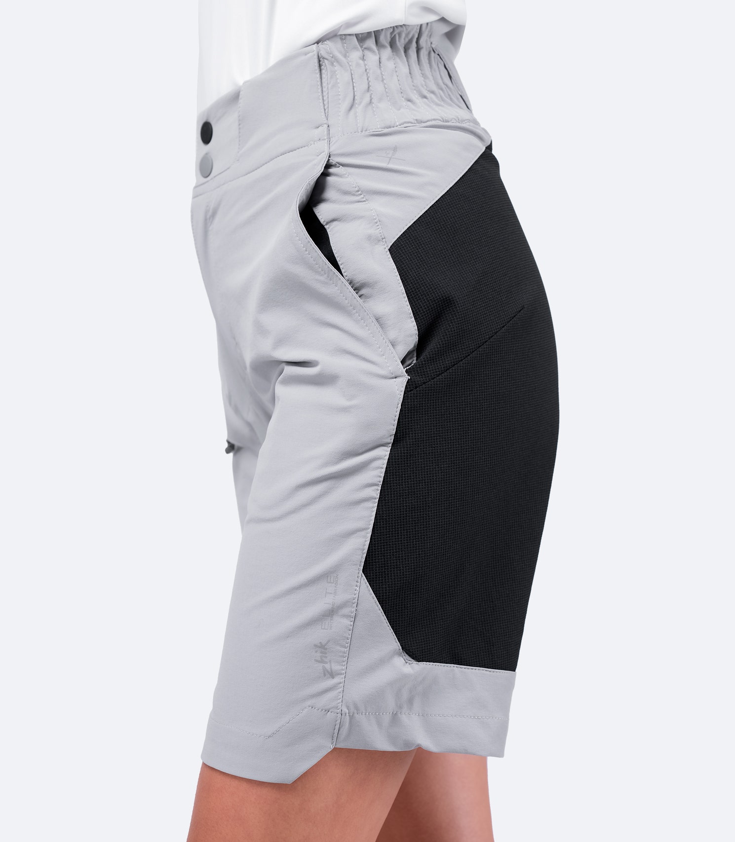 Side view of Women's Platinum Elite Shorts – streamlined design with durable Aramid composite panels.