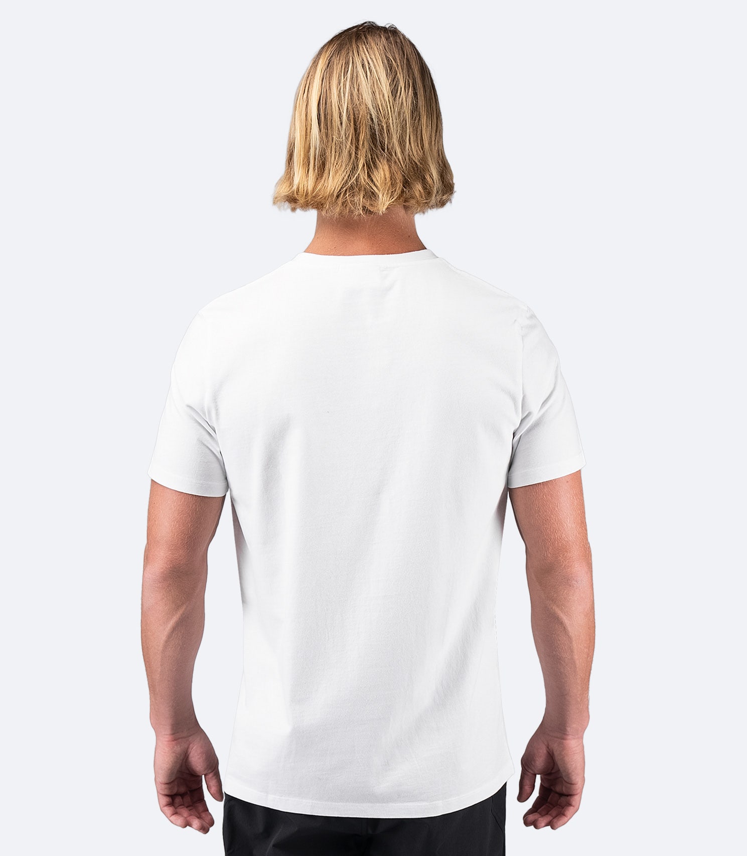 Rear view of Zhik Men's Logo Cotton T-Shirt in white, featuring a soft 100% cotton fabric and relaxed fit.