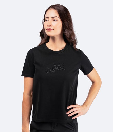 Womens Zhik Logo Cotton T-Shirt - Black
