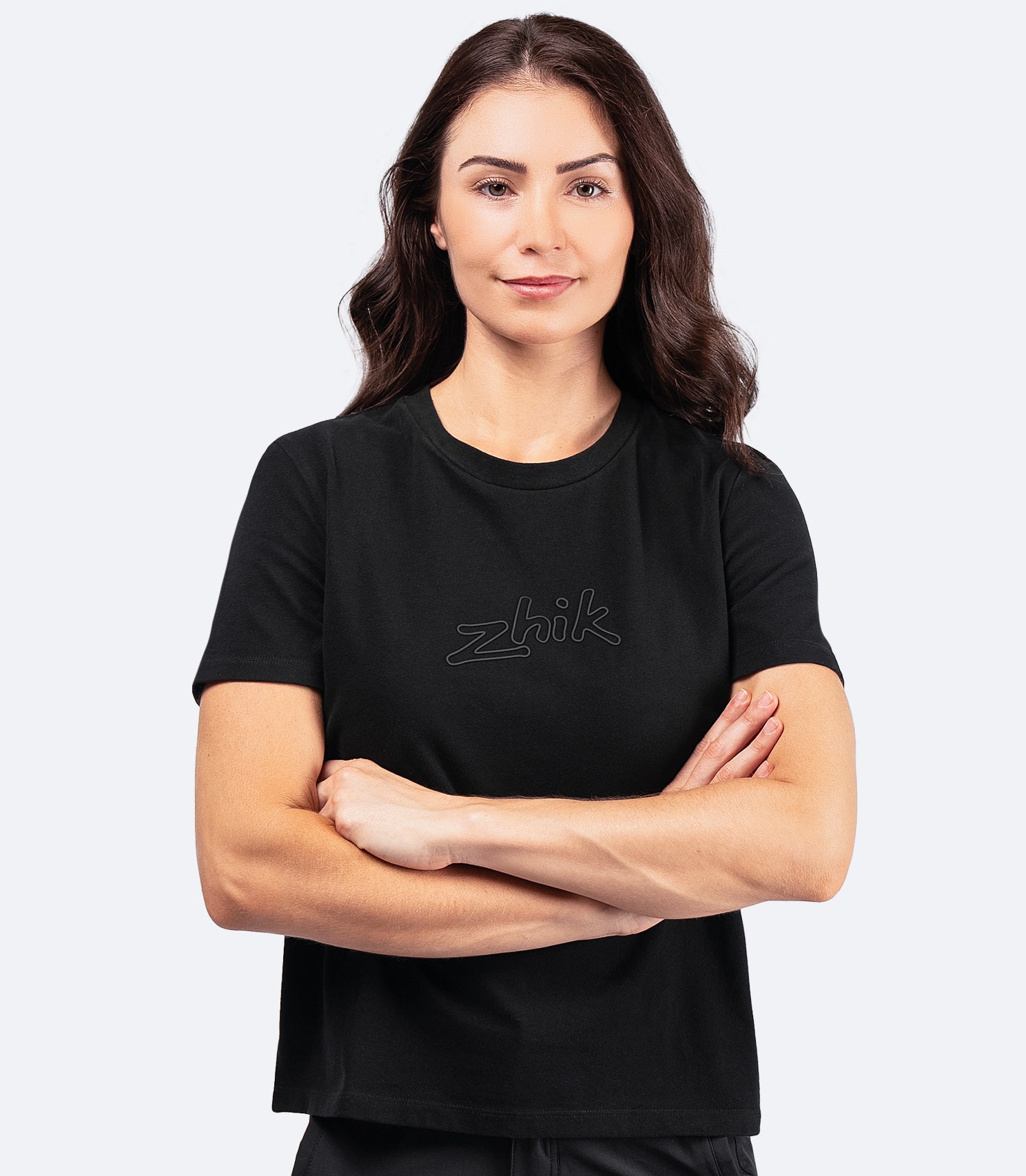 Womens Zhik Logo Cotton T-Shirt - Black | Zhik Europe