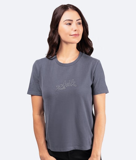 Womens Zhik Logo Cotton T-Shirt - Navy Grey