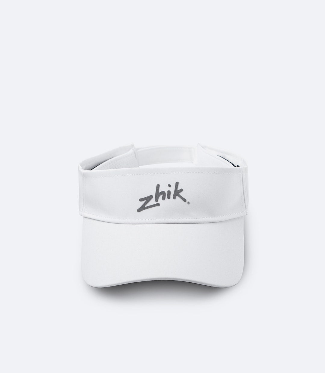 Front view of white Zhik Sports Visor with breathable, fast-drying fabric and a performance-fit design.