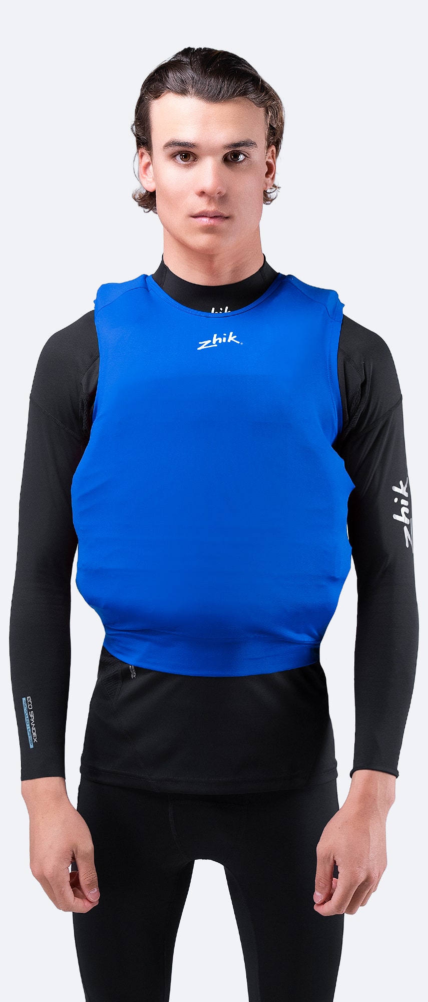Cyan Zhik Spandex Event Pinnie with UPF50+ sun protection, event branding compatibility, and anti-rash flatlock stitching.
