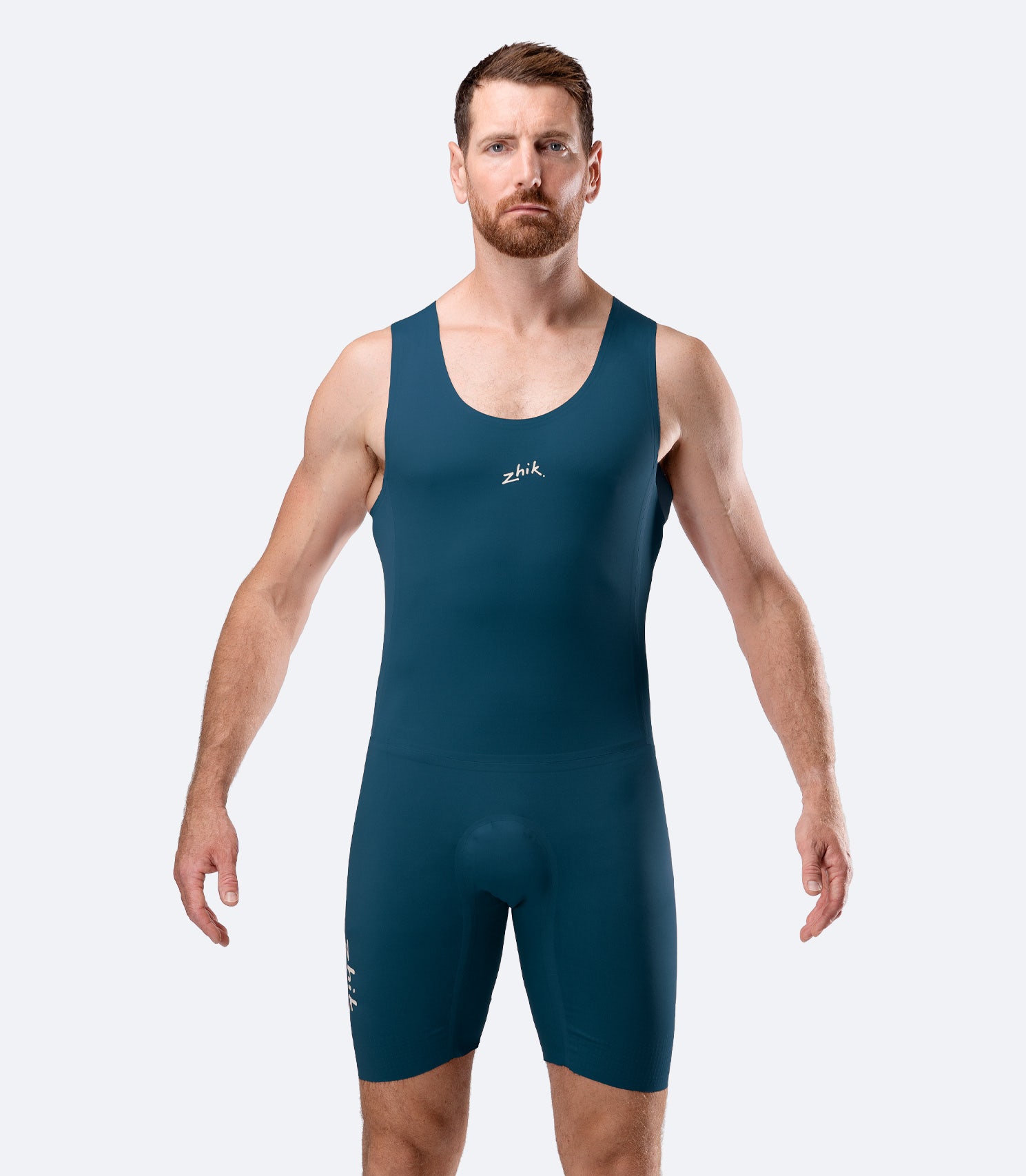 Zhik Men’s X Unisuit in Deep Teal front view with fused seams and graphene-infused stretch fabric.