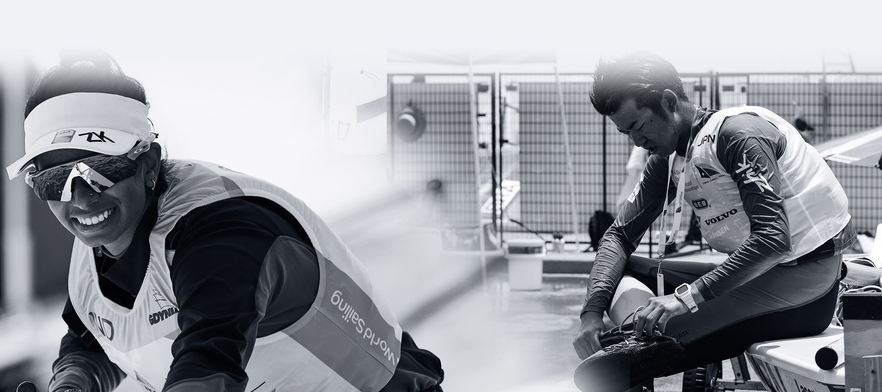 Man and woman in Zhik wetsuits