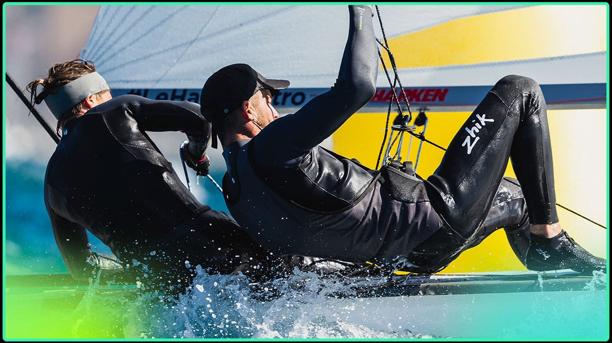 Zhik athletes wearing Yulex wetsuits