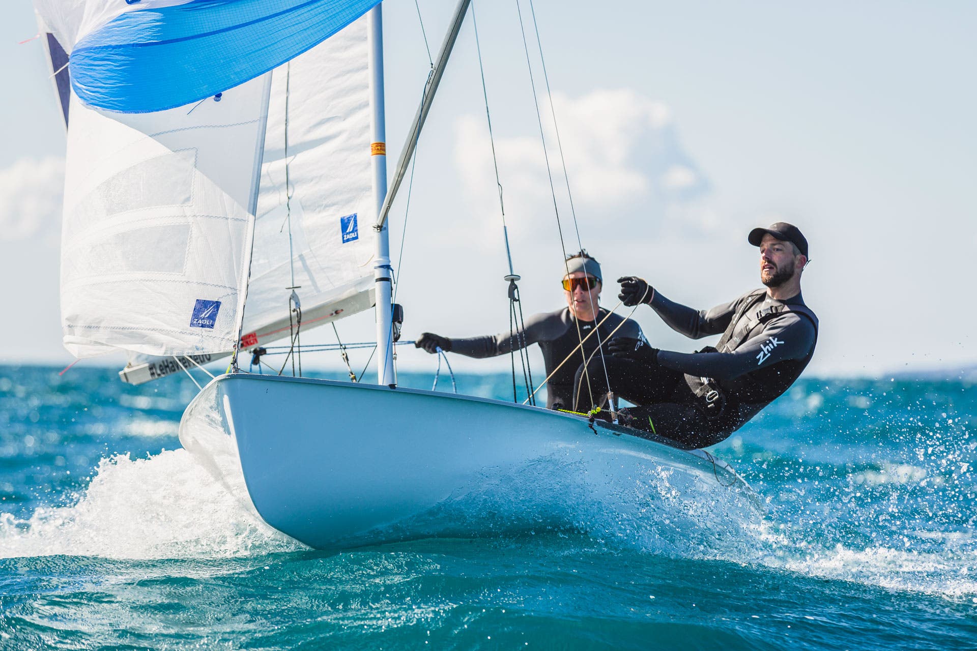 Team Zhik in a dinghy